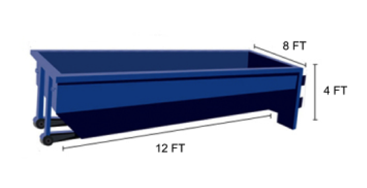 10-Yard Dumpster 10’ long x 8’ wide x 3.5’ tall